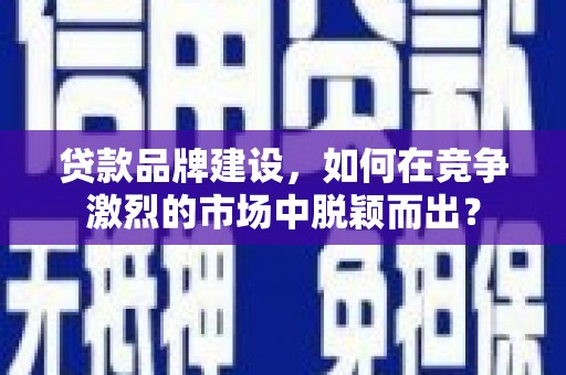 寿丰贷款品牌建设，如何在竞争激烈的市场中脱颖而出？