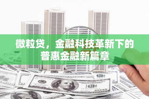 屏山微粒贷，金融科技革新下的普惠金融新篇章