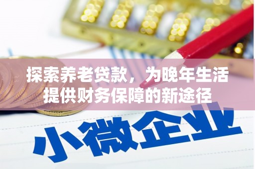 昭化探索养老贷款，为晚年生活提供财务保障的新途径