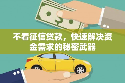 盖州不看征信贷款，快速解决资金需求的秘密武器